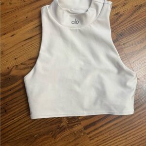 ALO Yoga Cream High-Neck Crop Top